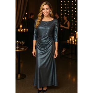 NWT Betsy & Adam Blue Metalic Dress - Size 16